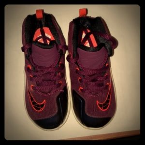 Burgundy Lebron XIII high tops